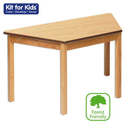 Trapezoidal Wooden Table With Beech Laminate Top