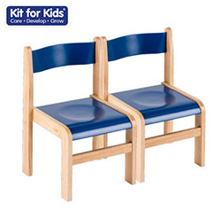 Wooden Chair (Set of 2) Natural/Blue