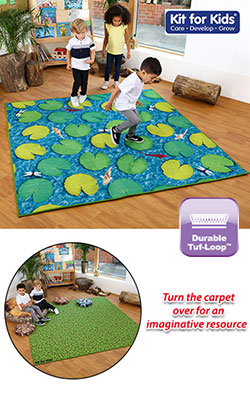 Back To Nature Grass And Lily Pads Double Sided Carpet - 2m Diameter