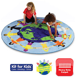 Children of the World Multi-Cultural Rug - Light Blue - 2m x 2m