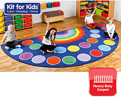 Rainbow 24 Spot Semi-Circle Placement Carpet - 2m x 4m