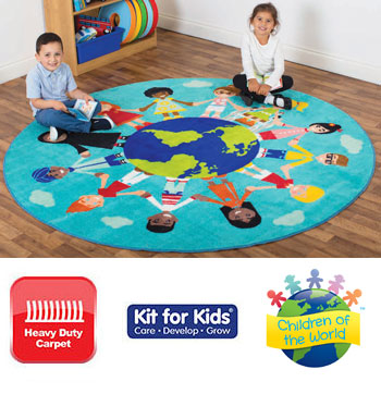 Children of the World Multi-Cultural Rug - Teal - 2m x 2m