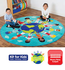 Children of the World Multi-Cultural Rug - Teal - 2m x 2m