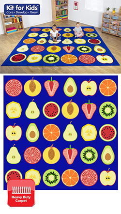 Fruit Large Square Placement Carpet - 3m x 3m  (FREE Runner Carpet 3x1m)