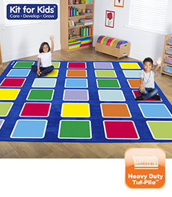 Rainbow Squares Large Placement Carpet - 3m x 3m