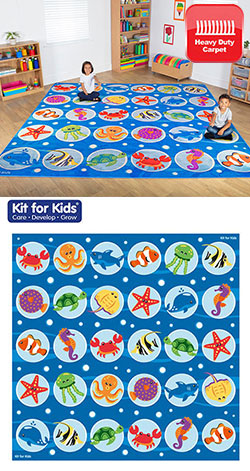 Under the Sea Large Square Carpet - 3m x 3m