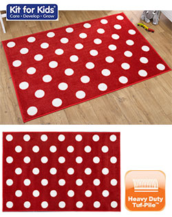 Red With White Spots Nursery Rug - 1.5m x 1m