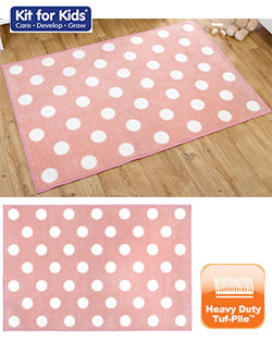 Pink With White Spots Nursery Rug - 1.5m x 1m