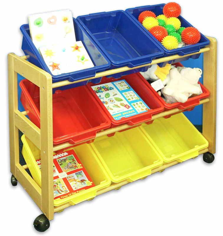 Mobile Solid Beech Single Classroom Tidy - 9 Trays