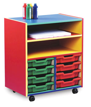 Multicolour 8 Shallow Tray Unit with 2 Shelves