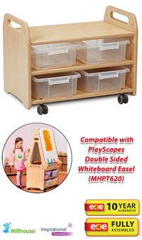 PlayScapes Easel Stand & Storage Trolley With 4 Clear Tubs