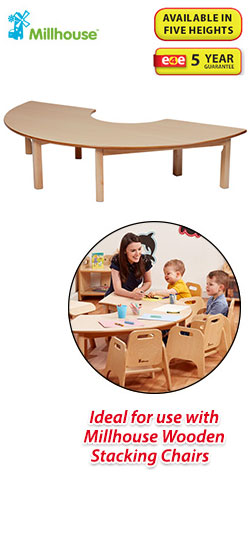 Semi-Circle Melamine Top Wooden Table - 1630 x 560mm