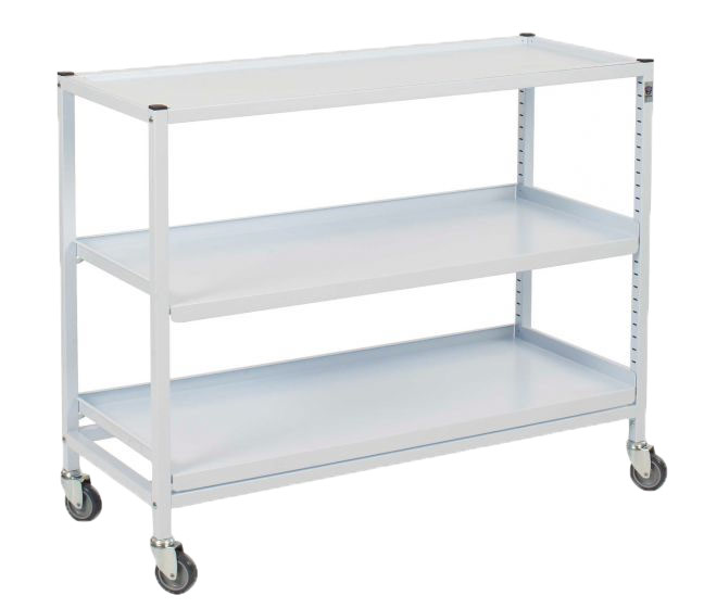 Gratnells Wide Shelved Medical Trolley Set - Bench Height 860mm High