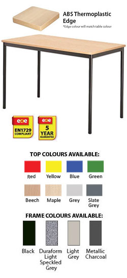 Contract Classroom Tables - Spiral Stacking Rectangular Table with Matching ABS Thermoplastic Edge