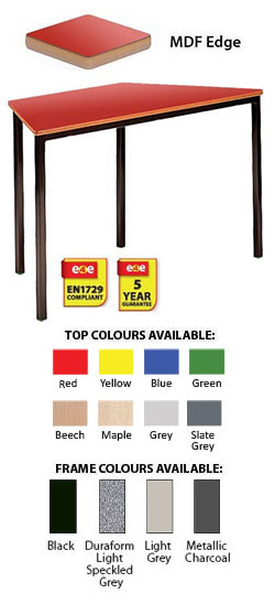 Contract Classroom Tables - Spiral Stacking Trapezoidal Table with Bullnosed MDF Edge