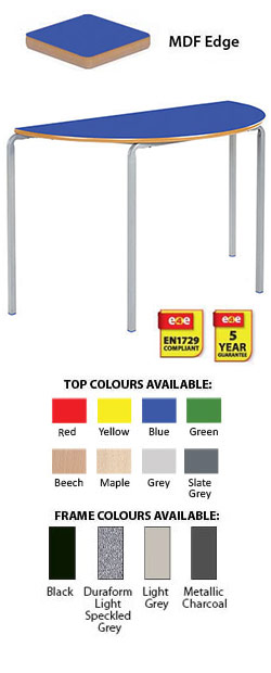 Contract Classroom Tables - Slide Stacking Semi-Circular Table with Bullnosed MDF Edge