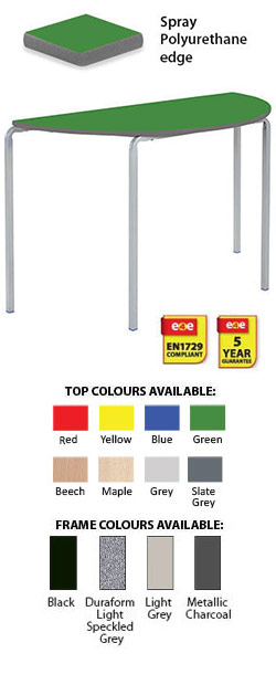 Contract Classroom Tables - Slide Stacking Semi-Circular Table with Spray Polyurethane Edge