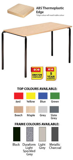 Contract Classroom Tables - Slide Stacking Rectangular Table with Matching ABS Thermoplastic Edge