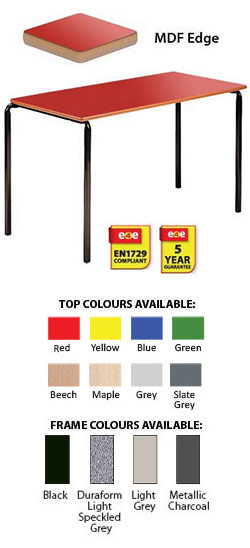 Contract Classroom Tables - Slide Stacking Rectangular Table with Bullnosed MDF Edge