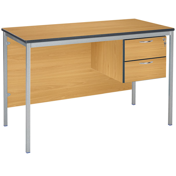 Fully Welded Teachers Desk With PU Edge - 2 Drawer Pedestal