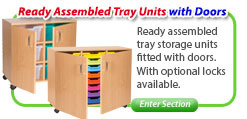 Ready Assembled Tray Storage Units with Lockable Doors