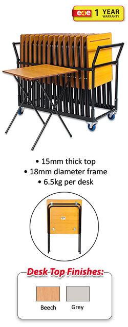 25 Z-Lite Folding Exam Desks With Trolley Set