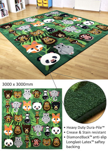 Kinder Wild Animals Carpet - 3m x 3m