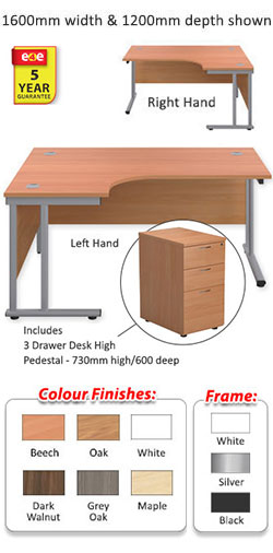 Cantilever Teachers Radial Desk with Pedestal (Bundle)