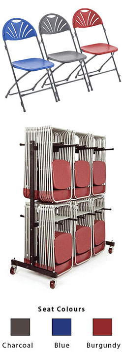 Titan 140 Fan Back Folding Chairs and Trolley Bundle