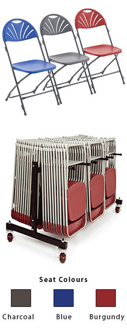 Titan 70 Fan Back Folding Chairs and Trolley Bundle