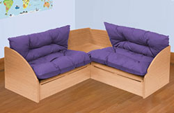 Reading Corner Seat with Purple Cushions (Beech)