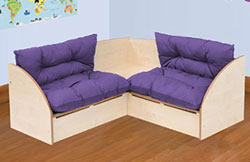 Reading Corner Seat with Purple Cushions (Maple)