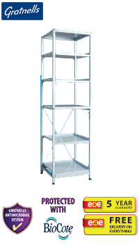 Gratnells Classic Medical Single Column Frame With 5 Perforated Shelves