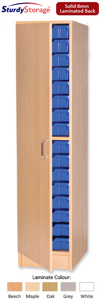 Sturdy Storage Single Column Unit - 16 Shallow Trays with Door (Static)