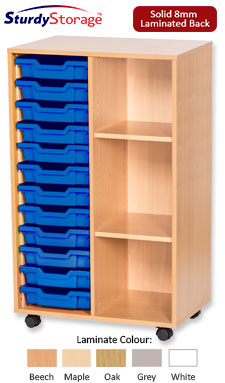 Sturdy Storage Double Column Unit -  12 Trays & 3 Storage Compartments