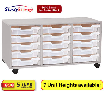 Sturdy Storage - Triple Shallow Tray Grey Column Unit