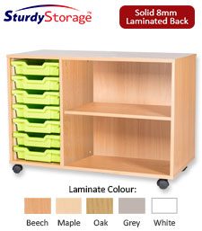 Sturdy Storage Triple Column Unit -  7 Trays & 2 Storage Compartments