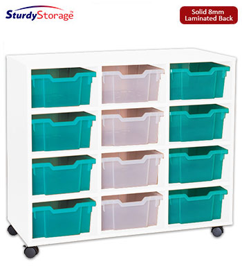 Sturdy Storage - Ready Assembled White Cubbyhole Storage With 12 Deep Trays - Vertical
