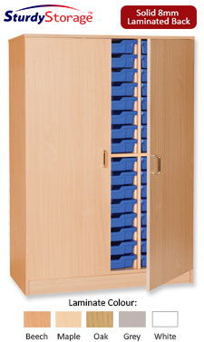 Sturdy Storage Triple Column Unit -  48 Shallow Trays with Doors (Static)