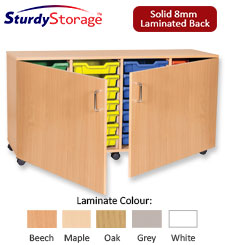 Sturdy Storage Quad Column Unit -  28 Shallow Trays with Doors