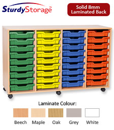 Sturdy Storage Quad Column Unit -  36 Shallow Trays