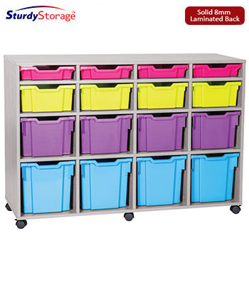 Sturdy Storage - Ready Assembled Grey Cubbyhole Storage With 16 Variety Trays