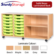 Sturdy Storage Quad Column Unit -  14 Trays & 2 Storage Compartments