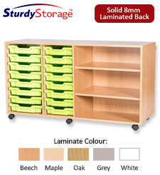 Sturdy Storage Quad Column Unit -  16 Trays & 3 Storage Compartments