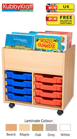 8 Tray Mobile Book Trolley