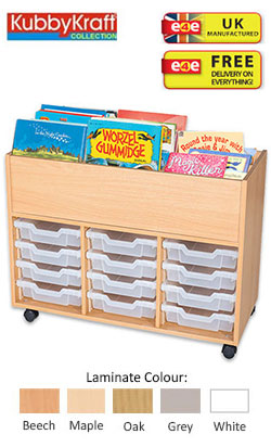 12 Tray Mobile Book Trolley