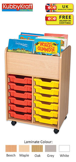 12 Tray Tall Mobile Book Trolley