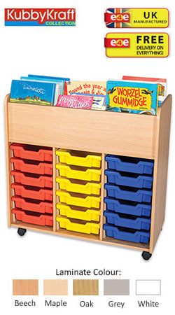 18 Tray Tall Mobile Book Trolley