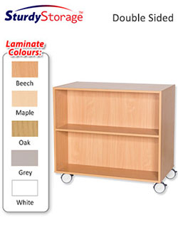 Sturdy Storage 900mm High Mobile Double Sided Bookcase