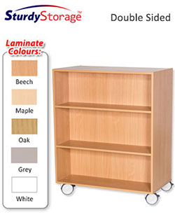 Sturdy Storage 1200mm High Mobile Double Sided Bookcase